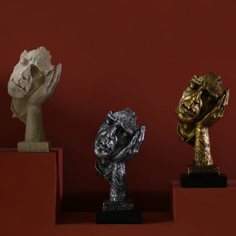 American Country Silence is Golden Hear No Evil Craft Ornament Sculpture Office Restaurant Art Decoration