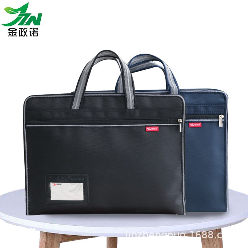 Jinzhengnuo Factory 15.6 Inch 6776 Bark Grain Handheld Oxford Briefcase, Document Bag, Customizable Printing