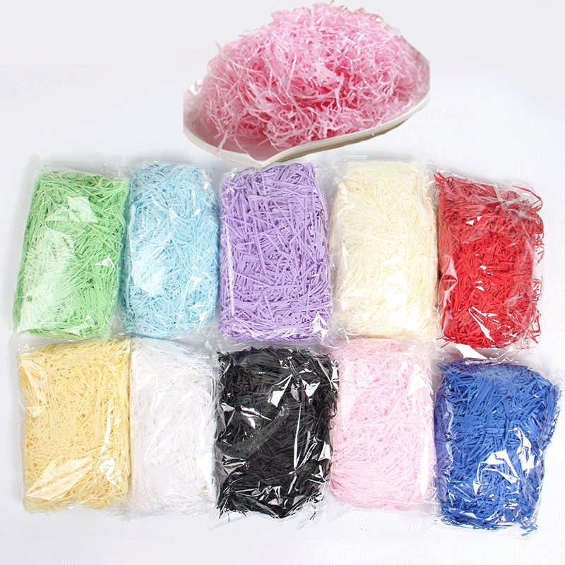 Raffia shredded paper shreds for candy box filling, gift box decoration, crinkled colorful nest grass paper shreds, wedding supplies