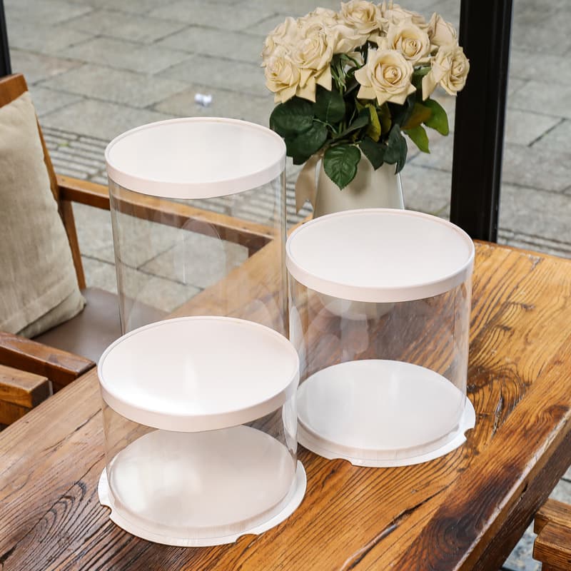 Round Transparent Cake Box Heightened Double-Layer Baking Packaging Box 6-Inch 8-Inch Birthday Cake Box Dessert Eco-Friendly