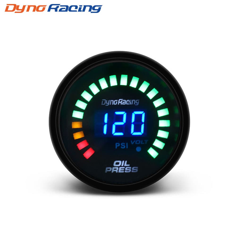 Car Modified Oil Pressure Gauge with Sensor 12V Universal Racing Instrument LED Scale + Digital Display 52MM
