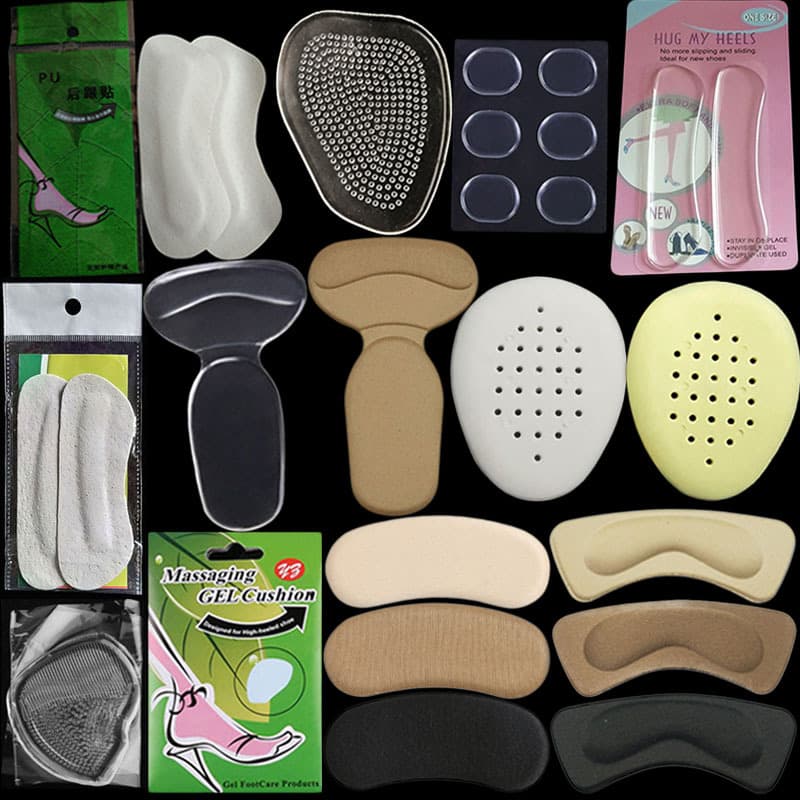 Wholesale rubber half-soles, thick insoles, latex forefoot pads, heel grips, and anti-friction silicone forefoot inserts.