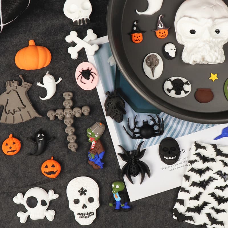 Halloween Fondant Silicone Mold Ghost Bat Baking Mold Pumpkin Skull Resin Mold