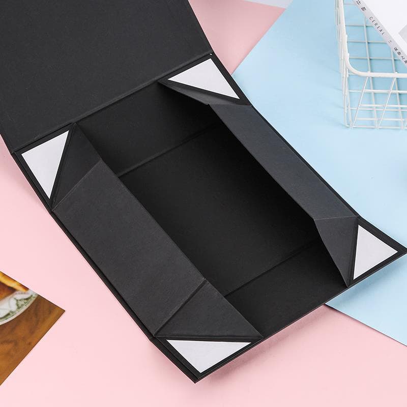 Folding One-Piece Flip-Top Packaging Boxes, Black Folding Flower Magnetic Closure Packaging Boxes, Hard Paper Boxes, Gift Boxes Wholesale