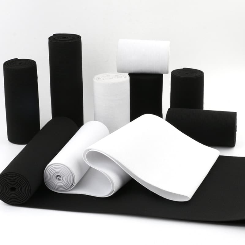 Manufacturer wholesale of 1.0cm-2.0cm knitted high-elasticity flat elastic bands for protective suit visors and goggles.
