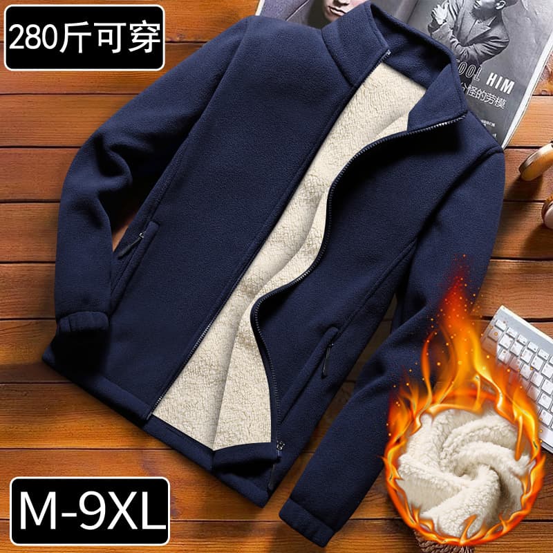 80-280 lambswool winter plus velvet large size fleece sweatshirt for men fat thickened jacket men's casual top