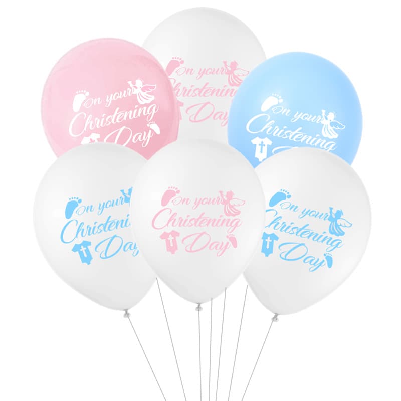 Cross-border Hot Sale 12 Inch Angel Print One Year Old Baby Baptism Balloon Children's Birthday Party Balloon Decoration