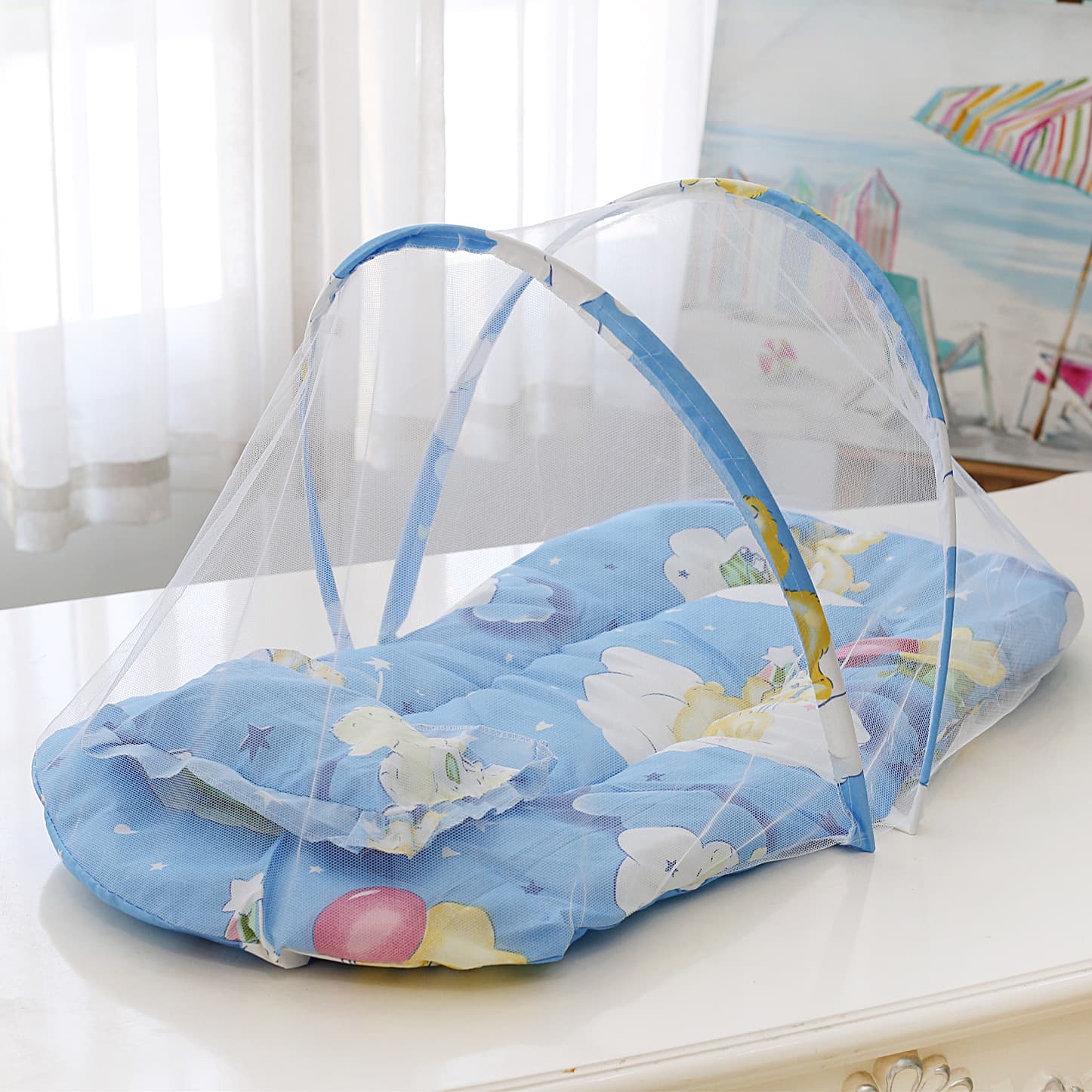 Foldable Baby Mosquito Net Cotton Padded Pillow No Installation Required Portable Baby Bed Canopy Netting