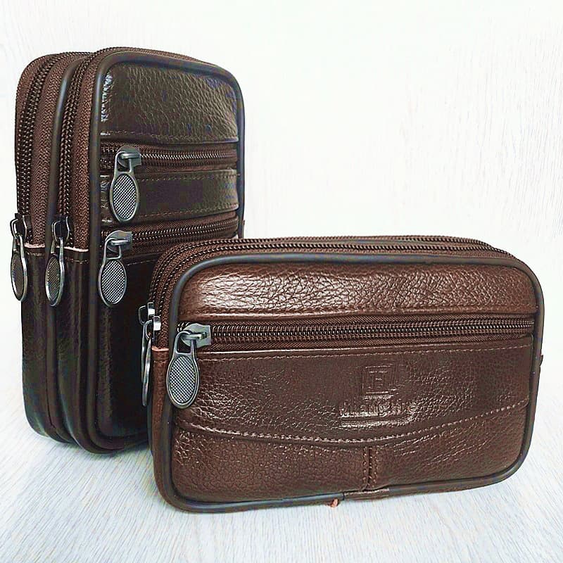 Men's Genuine Leather Phone Waist Bag with Belt Loop, Work Phone Pouch for Construction Sites, Wholesale