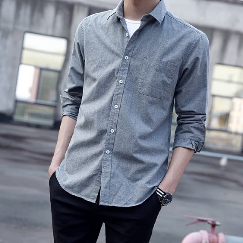Long Sleeve Oxford Cloth Cotton Casual Shirt for Young Men Spring Autumn Large Size Leisure Style White Shirt Jump Ring Brand