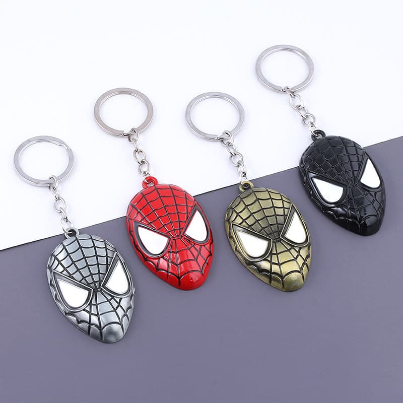 European and American Film and TV Peripherals Avengers Spider-Man Mask Keychain Marvel Spider Alloy Metal Pendant Foreign Trade Manufacturer