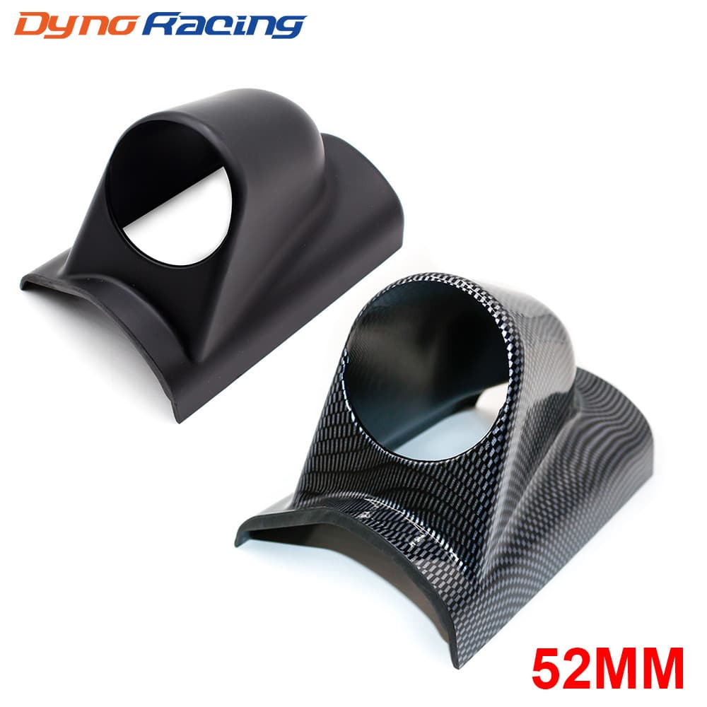 52mm automotive gauge holder, black single-hole left mount gauge cover, ABS instrument bracket, carbon pattern gauge stand