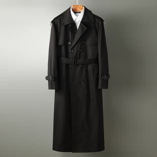 Men's Trench Coat Spring Autumn Mid-Length Loose Plus Size Jacket Korean Trend Over-the-Knee Windbreaker