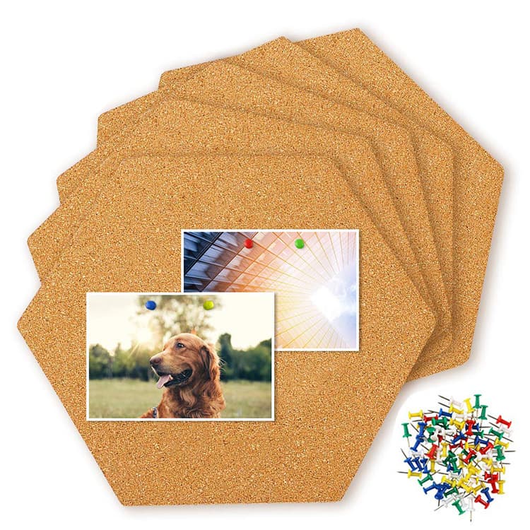 Ready Stock Hexagonal Cork Pad Self-adhesive Cork Message Board Photo Wall Push Pin Bulletin Display Wall
