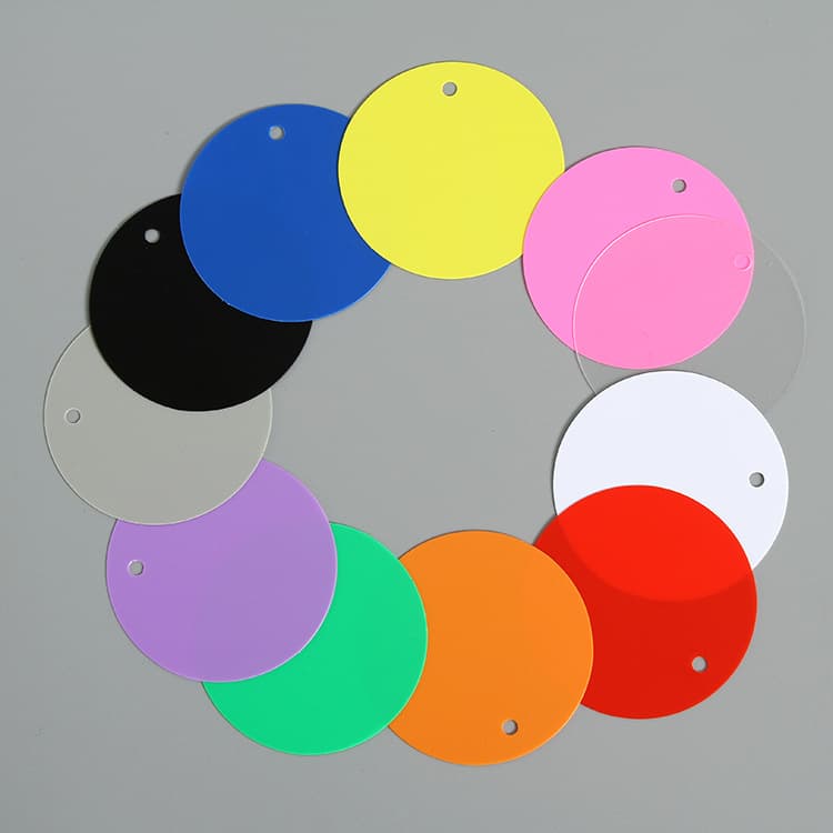 Plastic hang tag diy round pvc card clothing label wholesale 5cm diameter keychain anti-counterfeiting logo waterproof