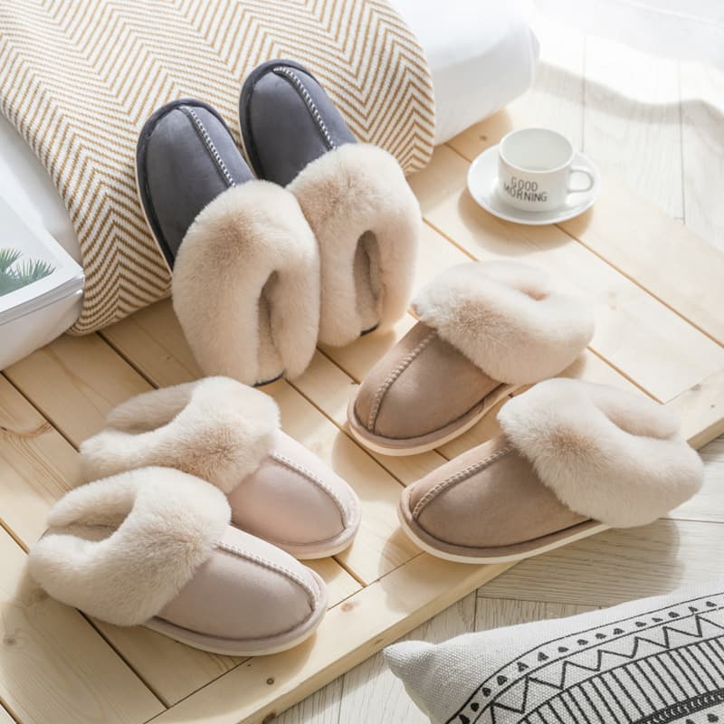 Warm Velvet Cotton Slippers For Home Use Autumn/winter Thick Hair Couple Warm Cotton Shoes Men's Women's Shoes