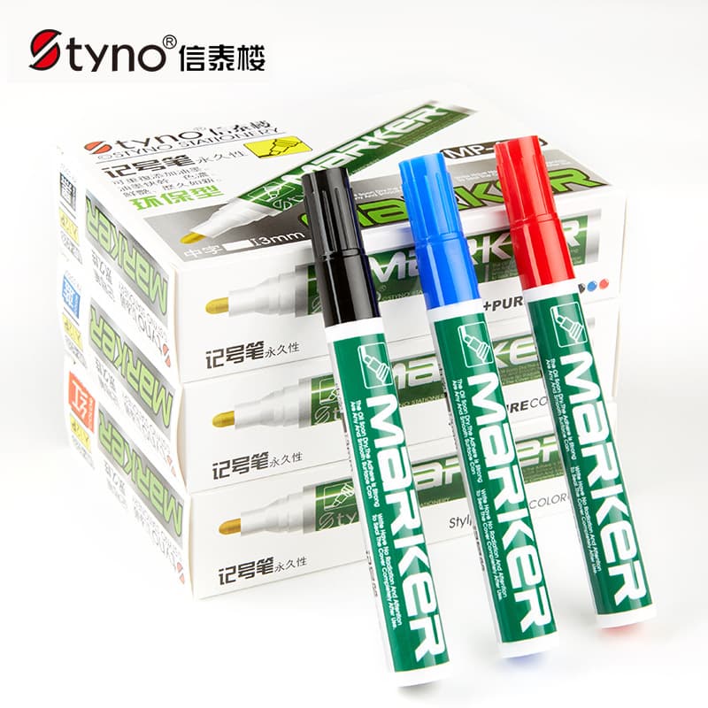 Xintailou Marker Pen Black Permanent Quick-Dry Fade-Resistant Red Black Blue Broad Tip Wholesale
