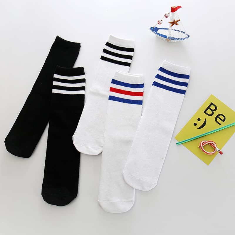 Children's Mid-Calf Over-Knee High-Calf Stripe Performance Socks Breathable Sweat-Absorbent Cotton Combed Unisex Sport Football Socks
