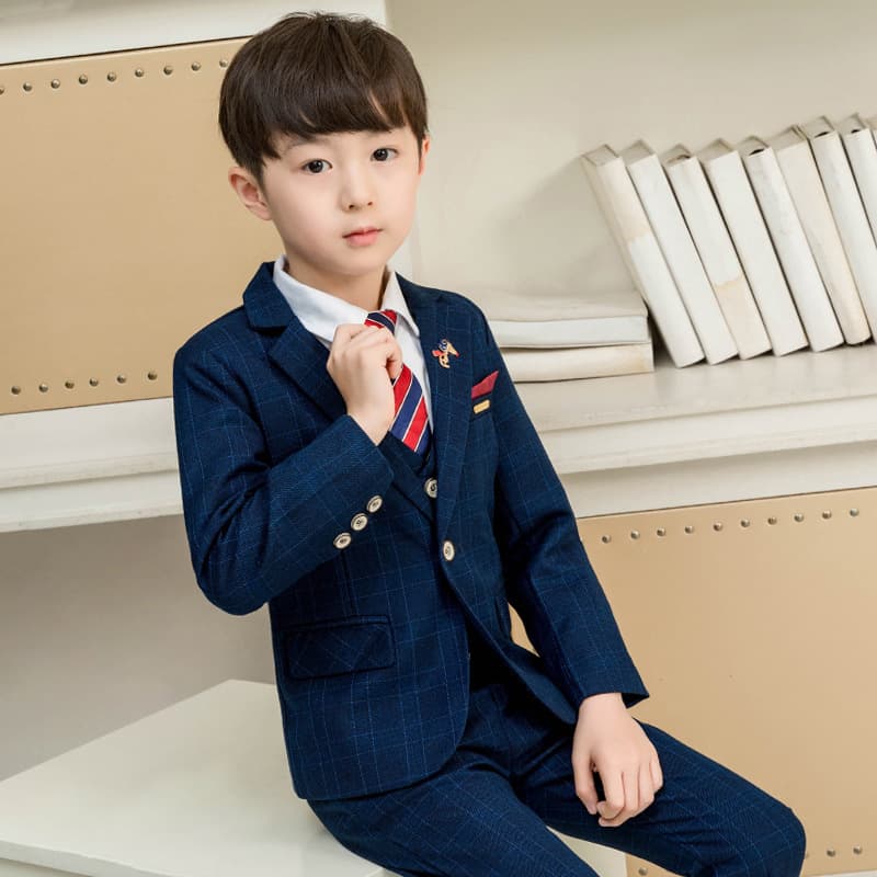 Kids' Boys' Suit Set for New Year's Performance, Fleece-lined Flower Boy Suit, Manufacturer Direct Shipping