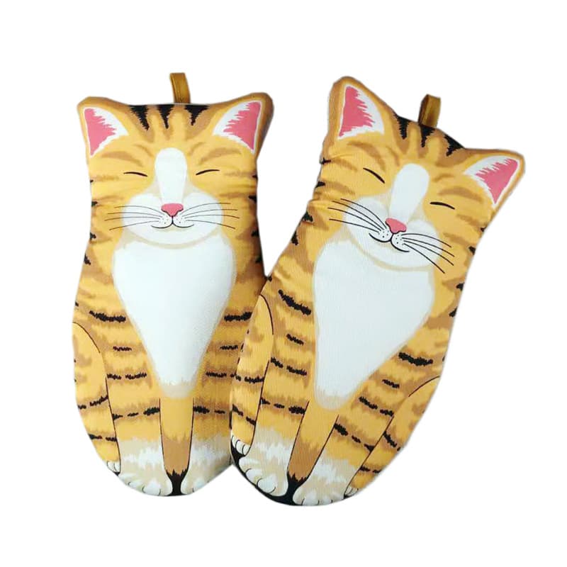 New Export Factory Wholesale Pure Cotton Cat Oven Gloves, Baking Insulation Gloves, Microwave Heat-Resistant Gloves