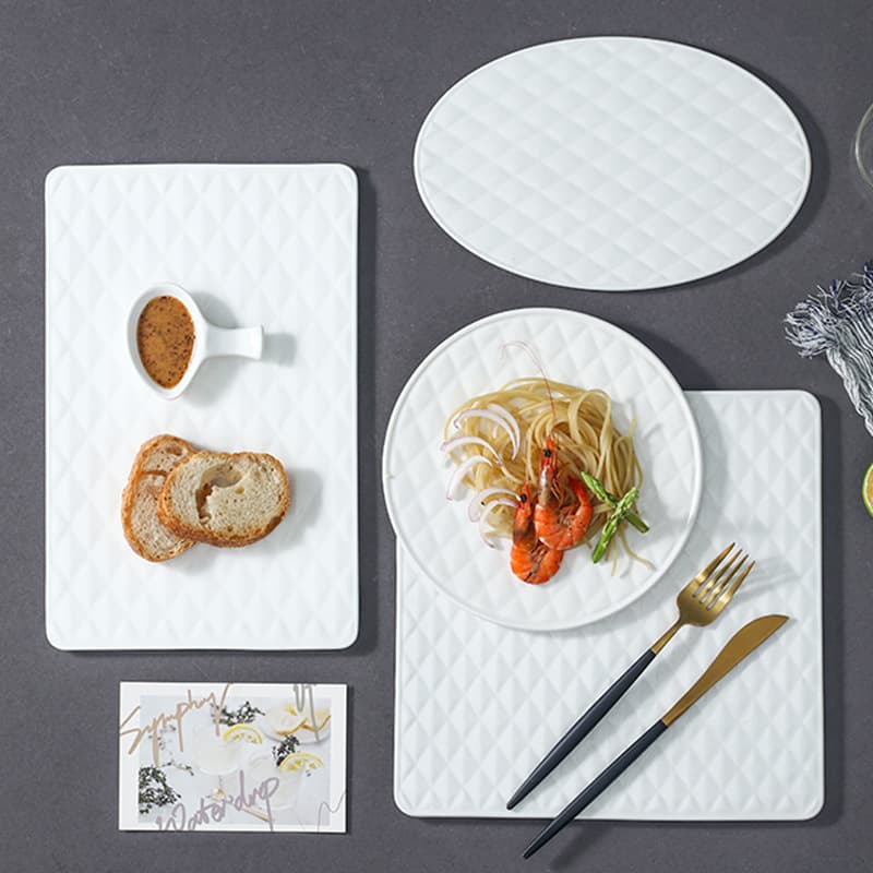 Creative Ceramic Diamond Pattern Western Dinner Plate Cake Plate Dessert Plate Steak Plate Japanese Sushi Plate Flat Tray