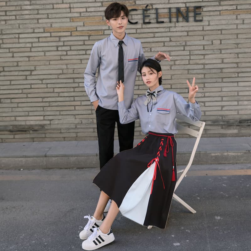 Korean Style School Uniform Autumn Set Student JK Uniform Middle High School Graduation Chorus Dress Long Skirt Sports Trend