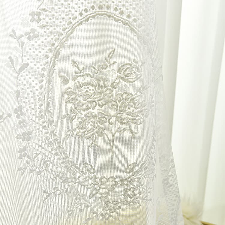 White lace European mirror peony window gauze curtain fabric, princess mosquito net tablecloth wholesale, customizable *CB