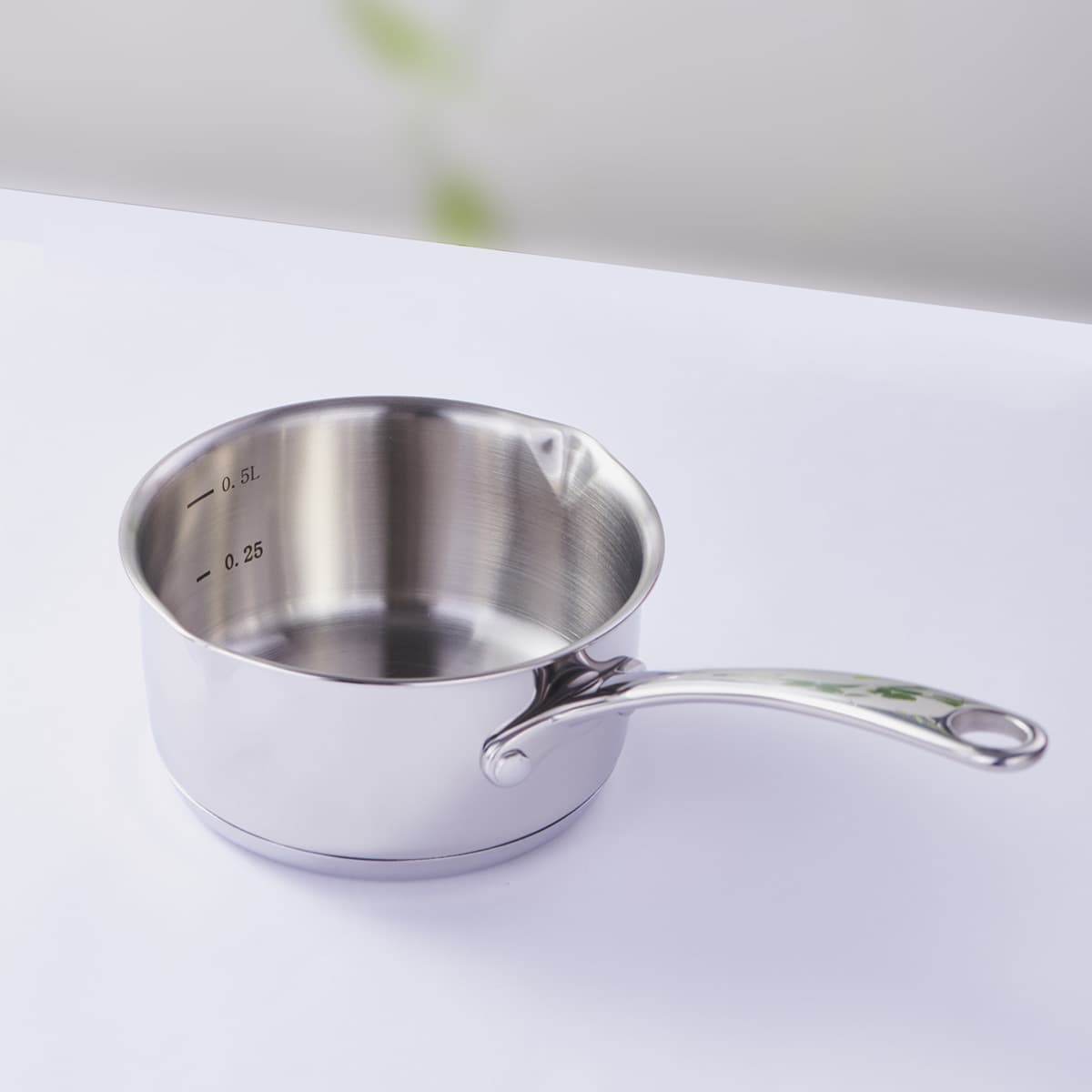 Export quality 304 stainless steel 12cm milk pot for melting butter, chocolate, induction stove compatible