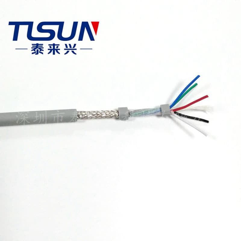 High-Flexibility Drag Chain Cable 5X0.2mm² Communication Cable, Braided Shielded Cable, for Drag Chain Installation
