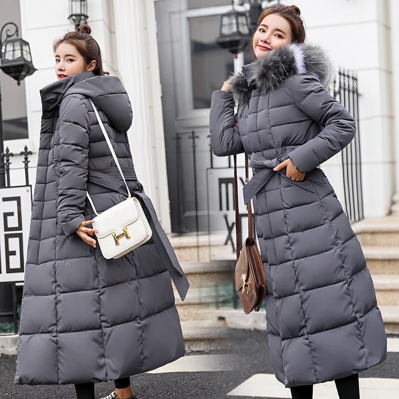 Down Cotton Padded Coat Women Mid-Length 2022 Winter New Korean Fashion Slim Fit Knee-Length Thick Cotton Jacket Winter Outerwear