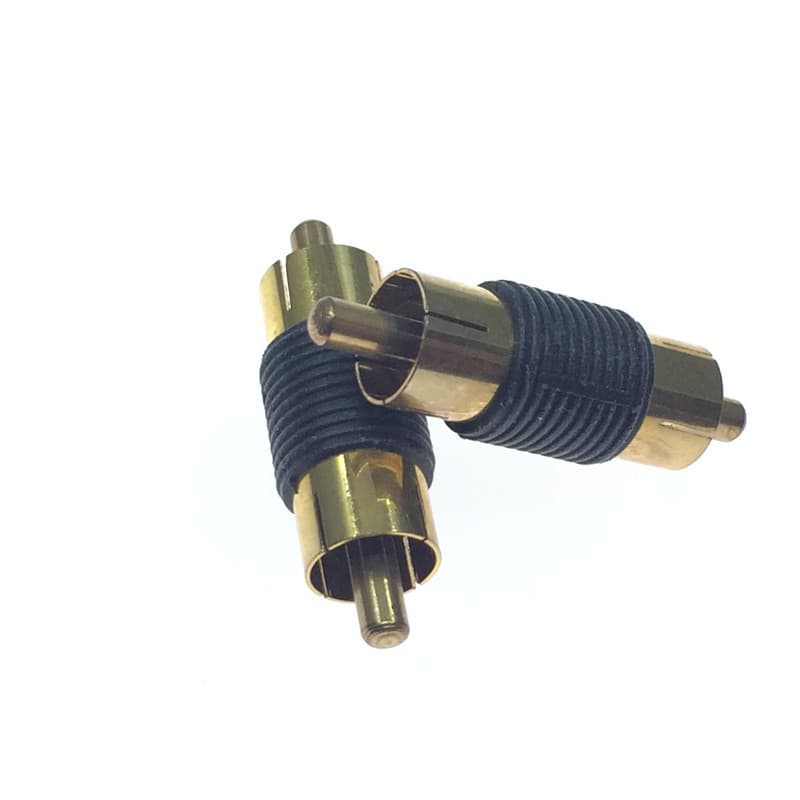 Gold-Plated AV Head Lotus Head Male-to-Male Adapter RCA Connector Monitor Audio Video Conversion Direct Pass-through Head