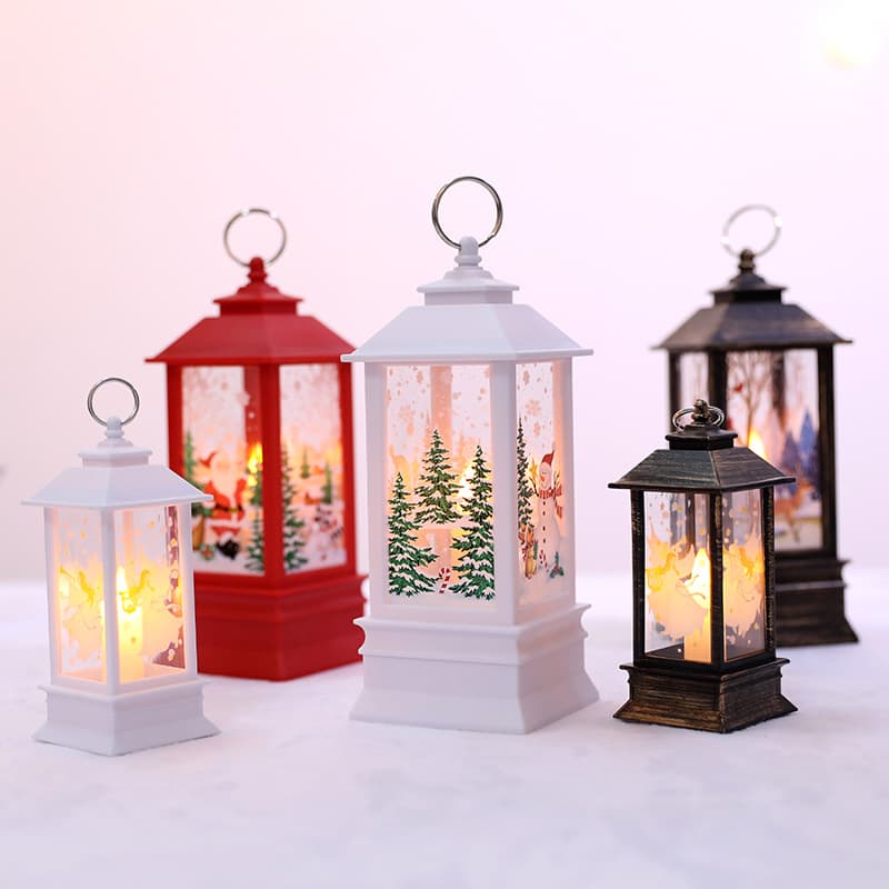 Christmas Simulated Flame LED Tabletop Decoration, Portable Small Oil Lamp Style Ornament for Scene Setup, Wholesale