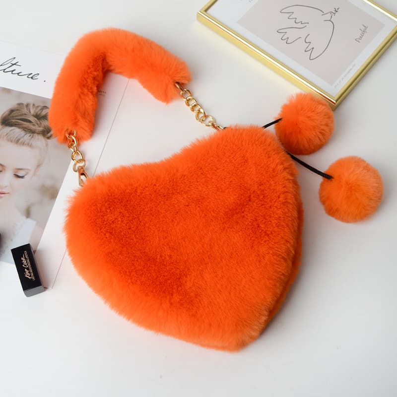 2026 Trendy Plush Heart-Shaped Bag for Women, Handbag, Crossbody, Heart-Shaped Hair Clip, Coin Purse