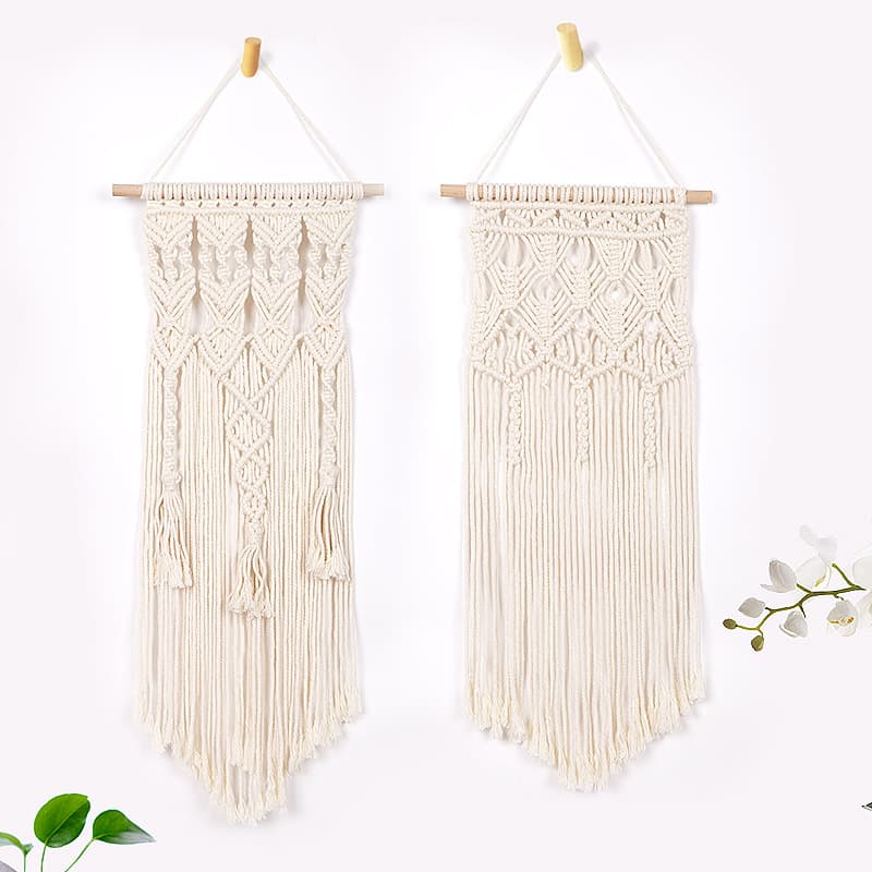 Amazon Bohemian Handwoven DIY Tapestry Living Room Decoration Double V Tassel Wall Hanging Cotton Wall Art
