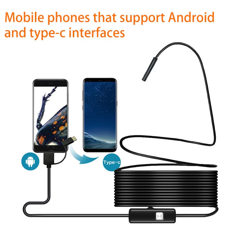Type-C/Micro USB Android phone endoscope, 5.5mm, 1-2 meters, industrial model.