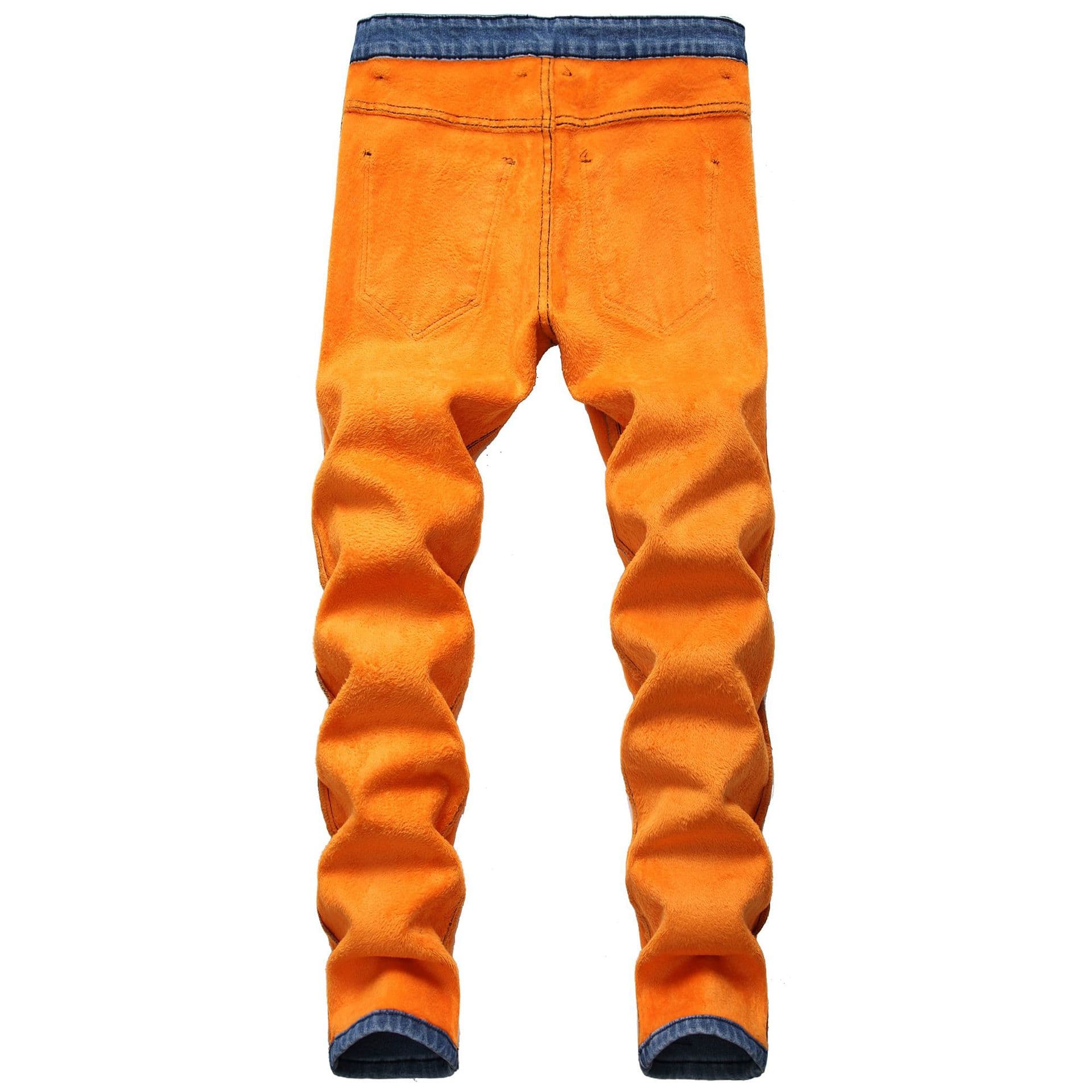 Cross-border Large Size Men's Winter Fleece-lined Composite Warm Jeans Straight Slim-fit Thickened Men's Denim Pants