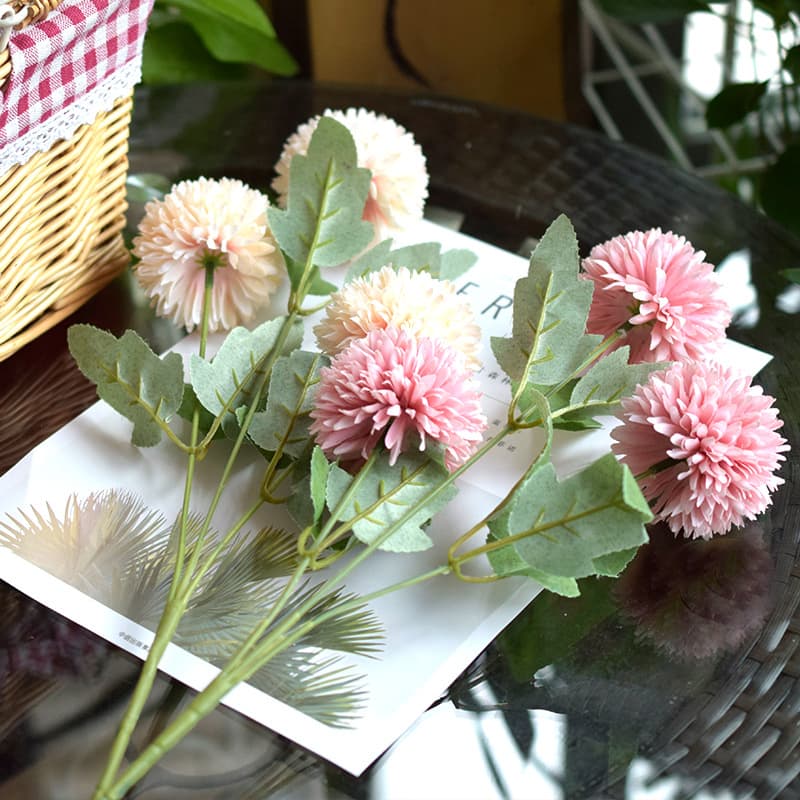 Decorative 3-headed dandelion bulbs, hyacinth, and preserved flowers; DIY floral arrangement; photography prop; simulated bouquet; creative wedding decoration.