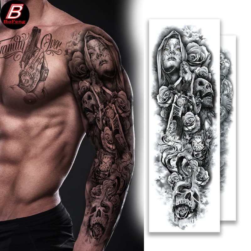 Wholesale Full Arm Tattoo Stickers Waterproof Sleeve Tattoo for Arms Cross-border Europe and America Tattoo