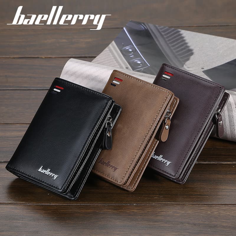 Men's Short Wallet Premium Cross-border Business Zipper Leather Wallet PU Coin Purse Mini Small Bag for Men