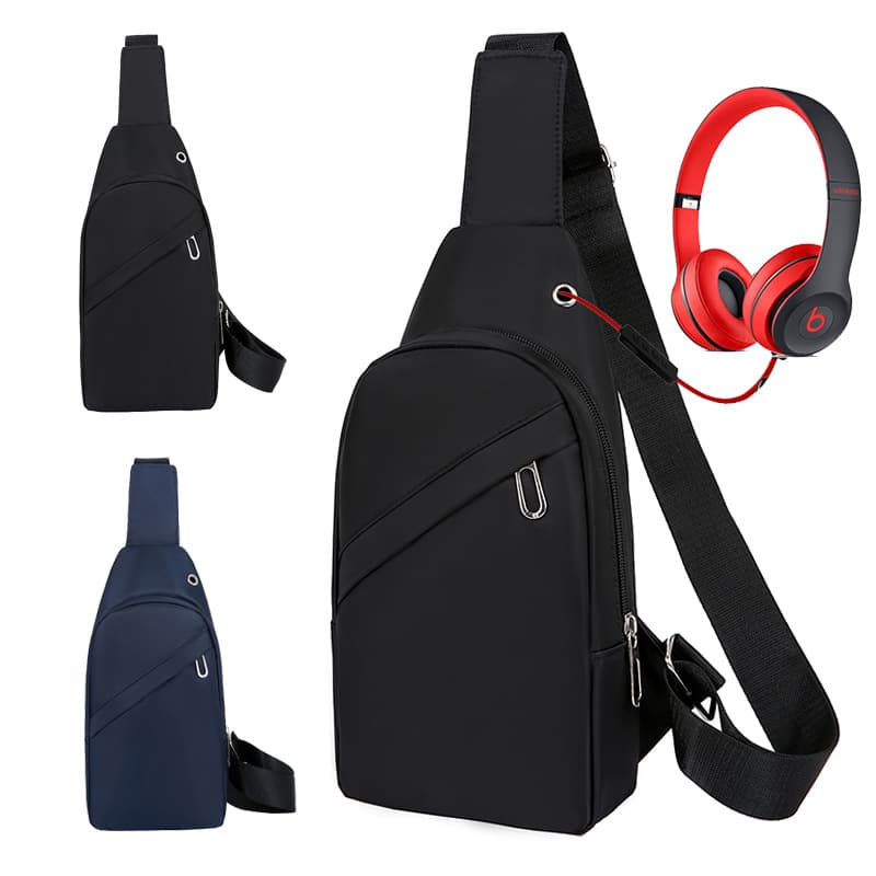 New trendy backpack, single shoulder, double shoulder, crossbody, multi-body, Korean style, with headphone jack, multi-functional men's chest bag.