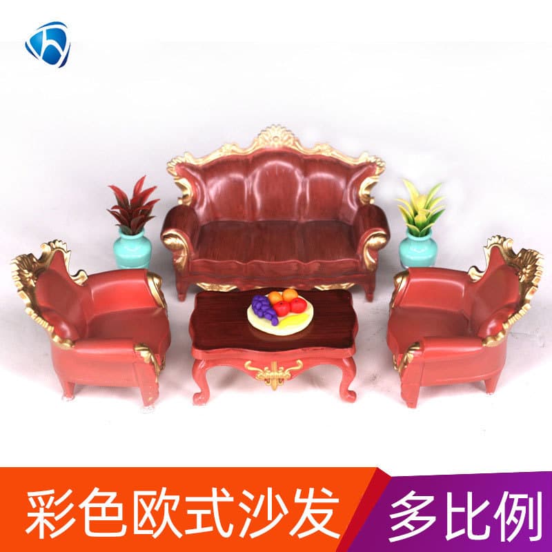 Factory Wholesale European-Style Living Room Sofa Set Resin Craft Ornament Miniature Simulation Sofa