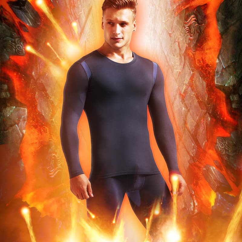 Thin Men's Autumn Clothes and Pants suit Ice Silk Mesh Breathable Slim-Fit Thermal Underwear Youth Autumn and Winter Separate Pants