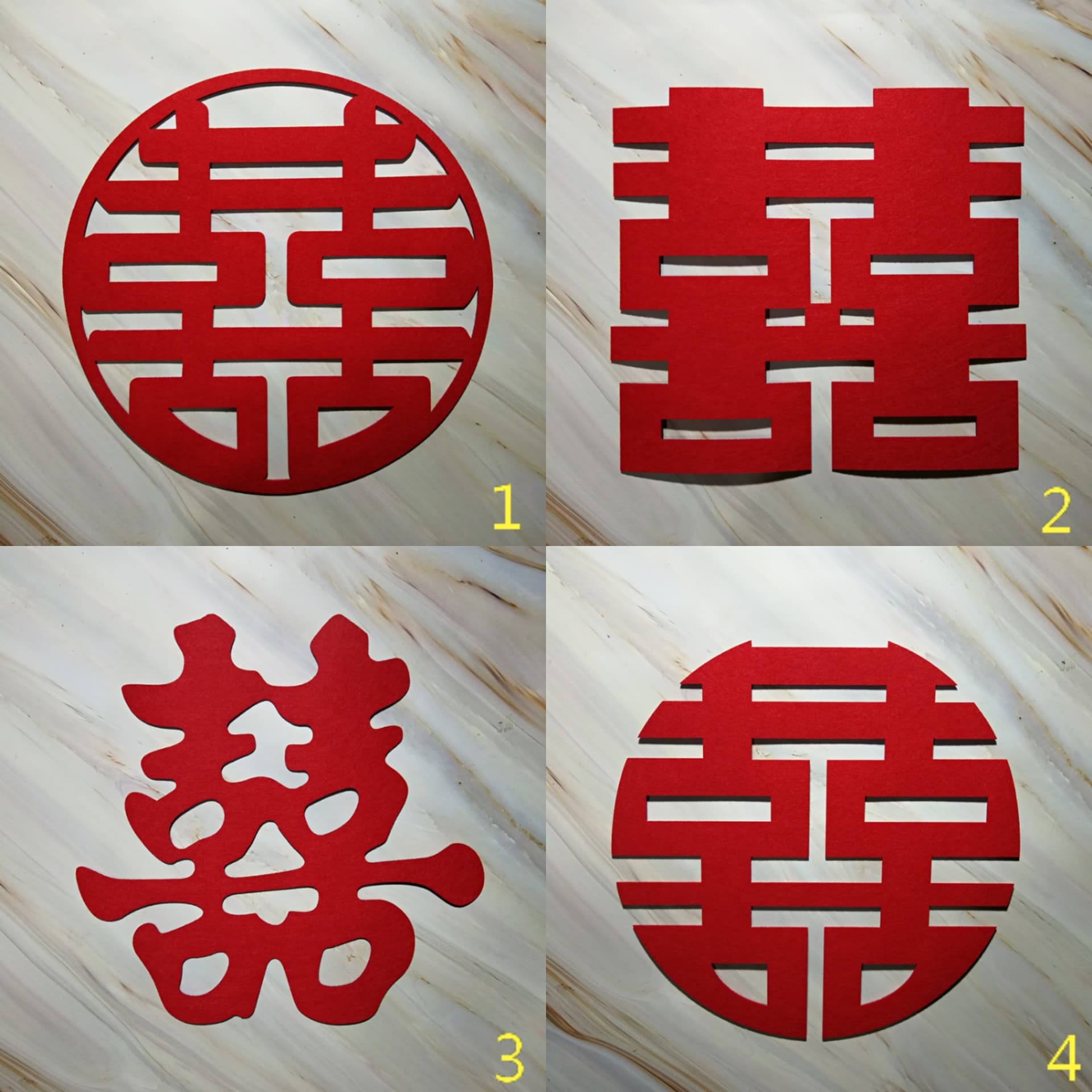 Rui Rui 3D Non-Woven Extra Large Double Happiness Character, Marriage Wedding Room Decoration Door Sticker, Window Decal Sticker, Double Happiness Felt Flocking