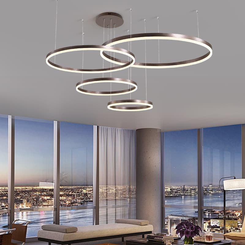 Cross-border Living Room Light Minimalist Creative Round Cafe Grand Home Use Post-modern LED Restaurant Popular Pendant Light