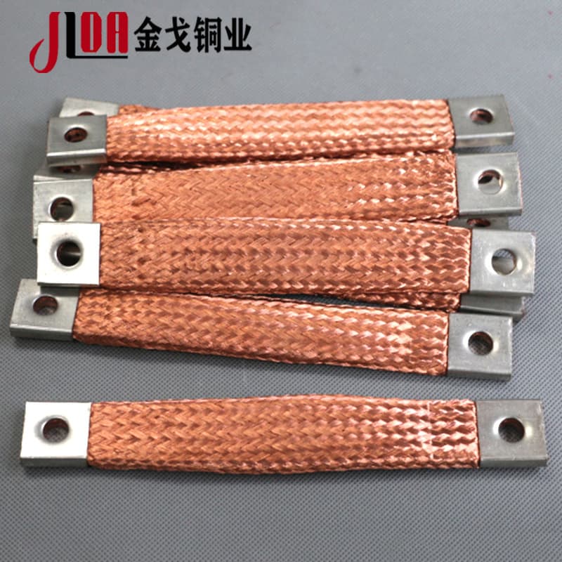 Wholesale copper braided tape with holes, tinned conductive soft connection, transformer purple copper lightning protection cable grounding copper braided wire.