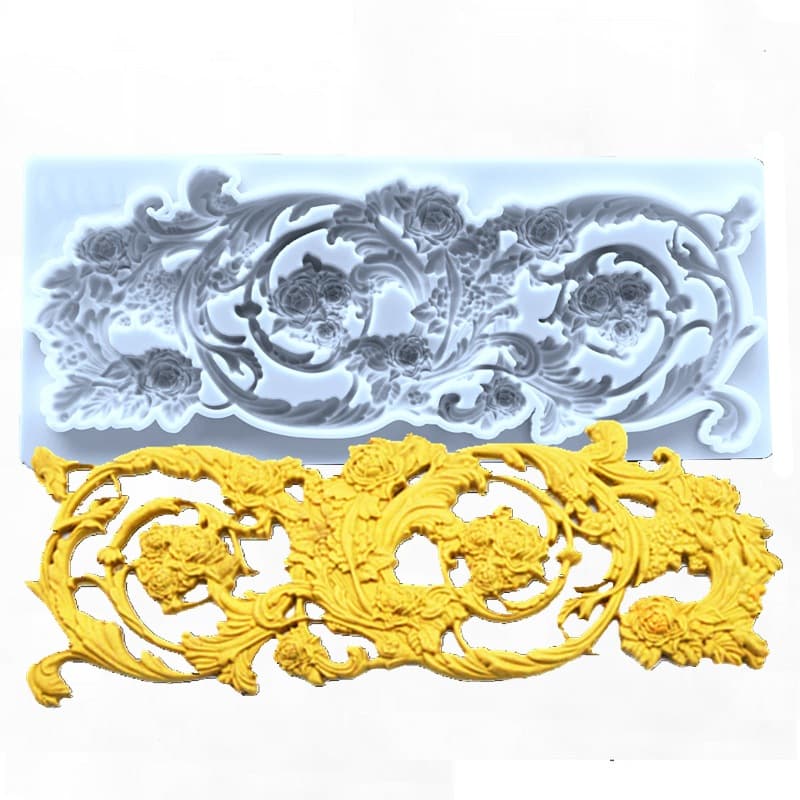 Vine Relief Silicone Mold European Vintage Texture Fondant Cake Border Decoration Tool Clay Mold