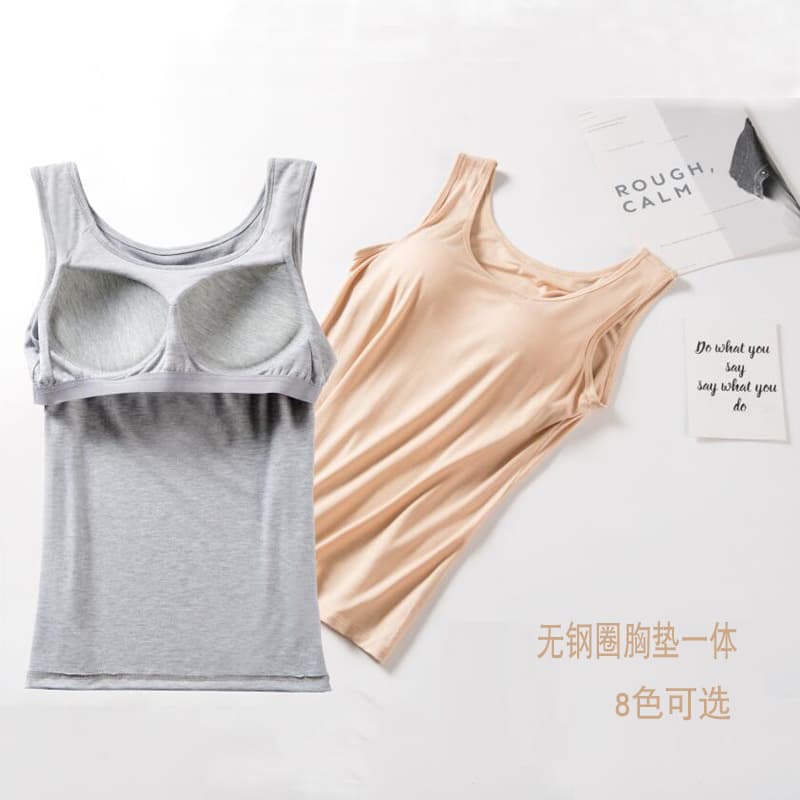 Factory wholesale modal camisole with padded bra straps, upgraded version, plus size yoga base layer for women.