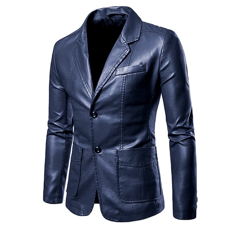 2024 Korean-European Men's PU Leather Jacket Spring Fall New Men's Notch Lapel Leather Coat Outerwear