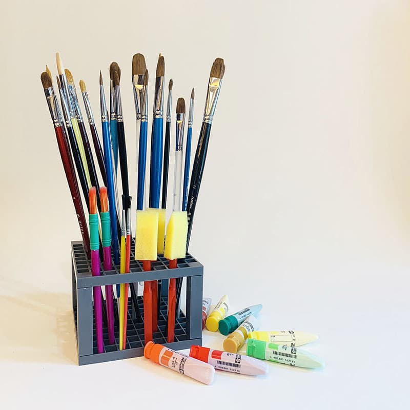 Cross-border multi-functional pen holder, watercolor and oil painting plastic pen holder, detachable 96-hole square pen holder for art.