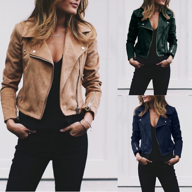 2019wish Amazon AliExpress Autumn and Winter New Women's Lapel Diagonal Zipper Short Women's Top